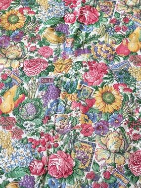Vintage Tablecloth Vinyl Flannel Ashley Taylor Floral spring summer 60x84